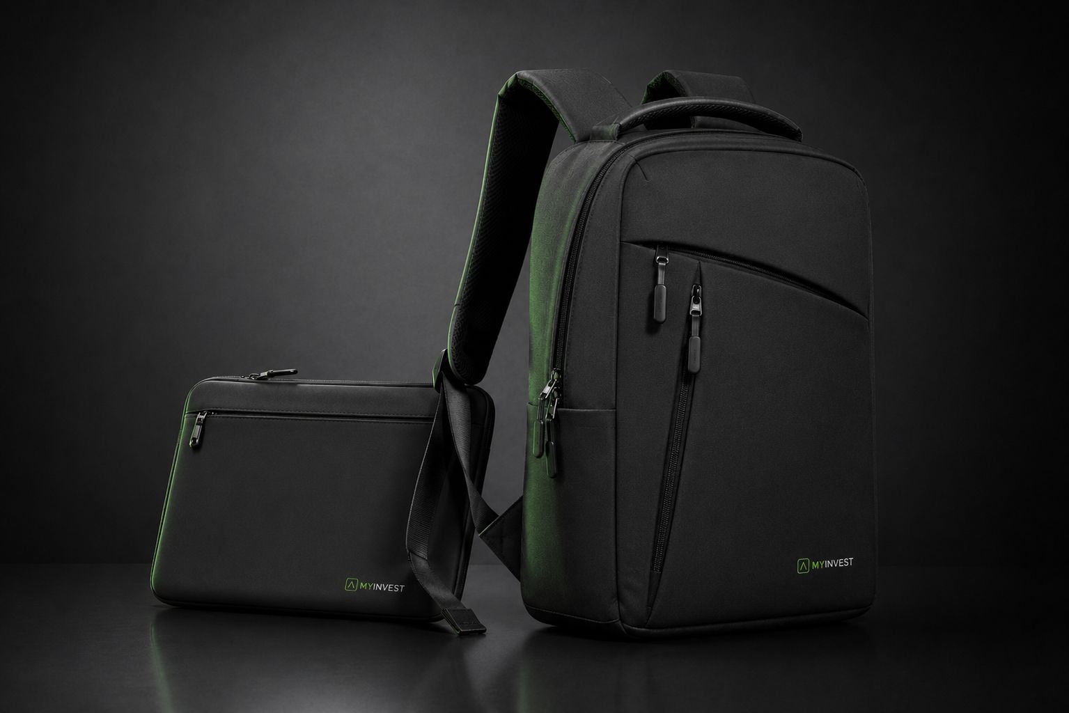 Branded laptop backpack and sleeve